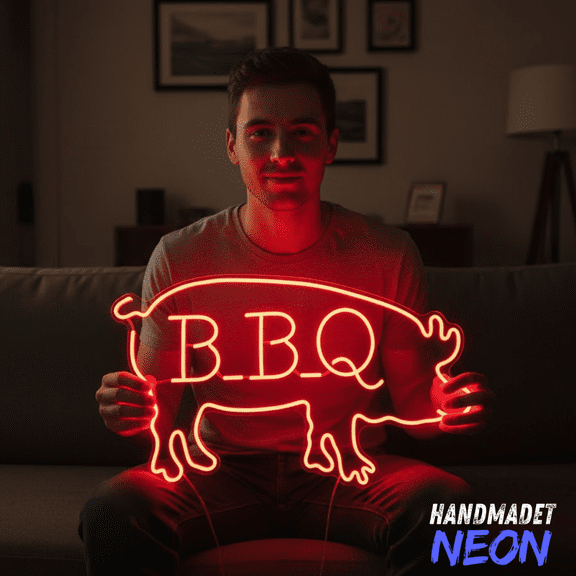 Handmadetneonsign BBQ Neon Sign, Pig Led Light, Restaurant Wall Decor