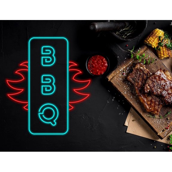 Handmadetneonsign BBQ party Neon Sign, Grilled party Neon Sign, Custom Neon, Sign for Bar Home Room Wall Decor, Restaurant Signage Logo, kitchen neon sign, Wall Décor