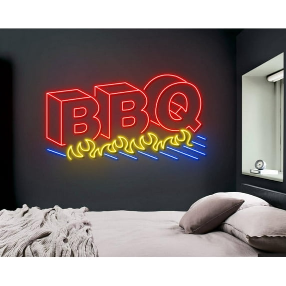Handmadetneonsign BBQ party Neon Sign, Grilled party Neon Sign, Custom Neon, Sign for Bar Home Room