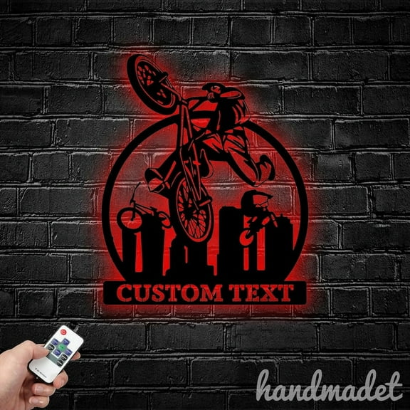 Handmadetneonsign BMX Freestyle Metal Wall Art Light, BMX Bike Metal Sign Wall Decor, BMX Bike Metal Decor