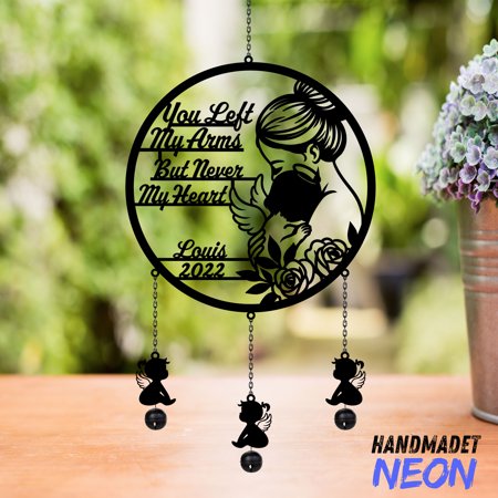Handmadetneonsign Baby Memorial Metal Wind Chimes, Custom Baby Memorial Gift with Name 140000