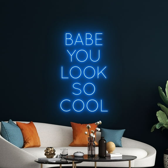 Handmadetneonsign Baby You Look So Cool Neon Sign, Quote Neon Led Light Art Decor, Bedroom Home Wall Decor