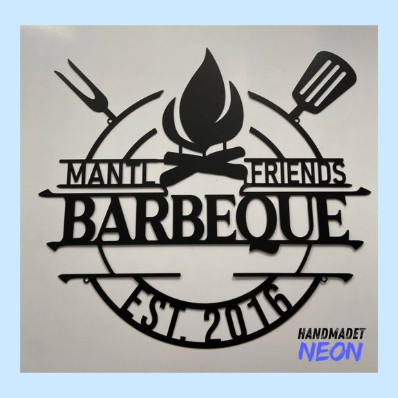 Handmadetneonsign Barbecue Metal Sign, Grill BBQ Metal Light, Backyard Wall Art, Home Wall Decor 043596