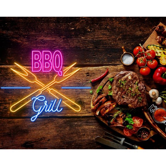 Handmadetneonsign Barbecue party Neon Sign, BBQ party Neon Sign, Custom Neon, Sign Bar Home Room Wall Decor, Restaurant Signage Logo, Wall Décor