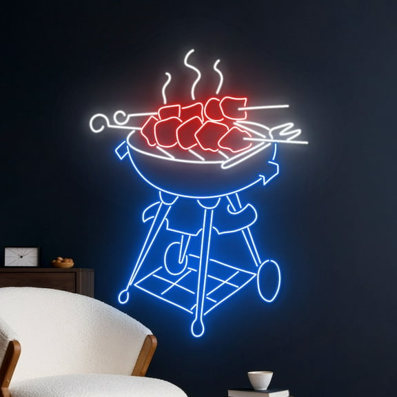 Handmadetneonsign Barbeque Time Neon Light, BBQ Neon Sign, Barbecue Led Light, Grill Led Sign