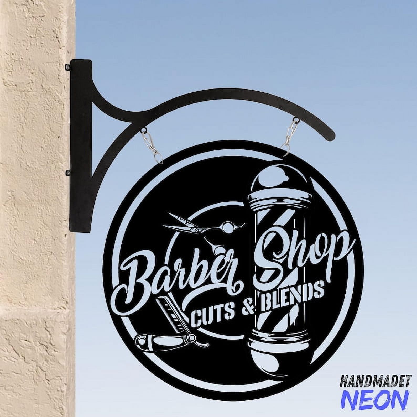 Barbr Signs Handmadetneonsign Barber Hanging Sign, Barber Shop Outdoor Hanging Sign ...