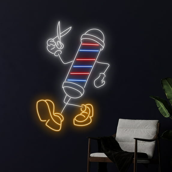 Handmadetneonsign Barber Pole Man Led Sign, Barber Shop Neon Sign, Barber Led Lights
