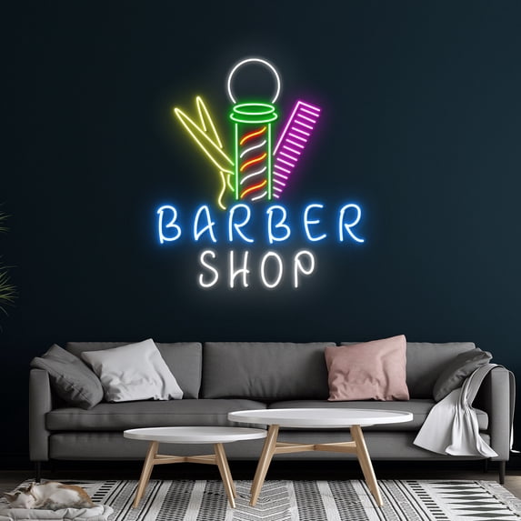 Handmadetneonsign Barber Shop Led Sign, Barber Shop Neon Sign, Wall Decor, Barber Shop Led