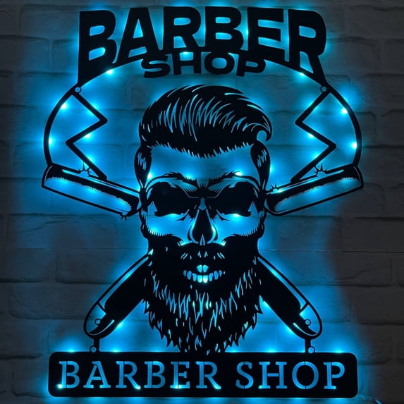 Handmadetneonsign Barber Store Metal Wall Art Light, Cut Hair Metal