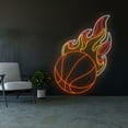 thumbnail image 1 of Handmadetneonsign Basketball Fire Neon Light, Basketball Fire Neon Sign, Basketball Led Lights, 1 of 5