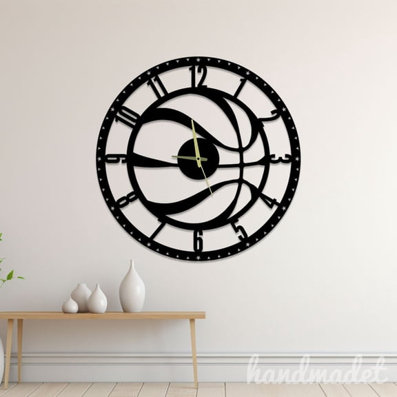 Handmadetneonsign Basketball Wall Clock Unique, Basketball Round Wall Clock, Text Oversize Wall Clock 61060
