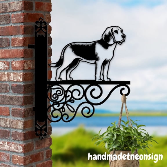 Handmadetneonsign Beagle Dog Hanging Bracket, Beagle Dog Hanging Basket, Hanging Bracket For Garden 041497