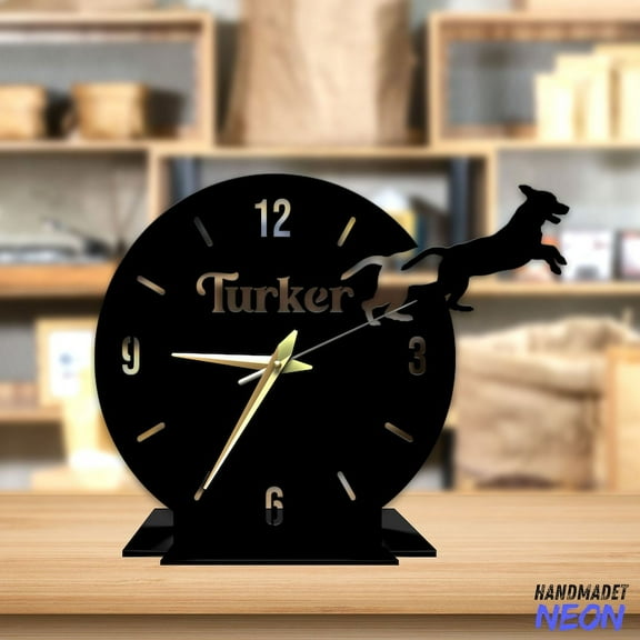 Handmadetneonsign Beagle Dog Tabletop Metal Clock, Beagle Dog Desktop Clock, Dog Home Decor 047281