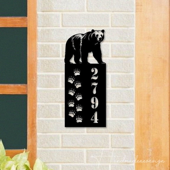 Handmadetneonsign Bear House Number Metal Wall Art LED Light - Personalized Sign Home Decor 44508