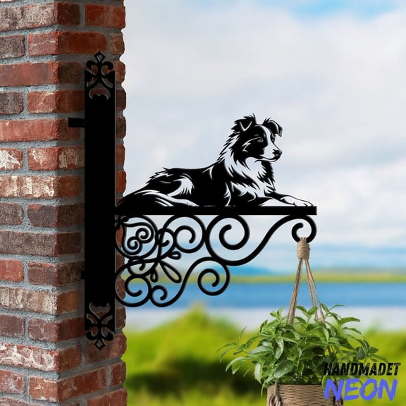 Handmadetneonsign Bearded Collie Hanging Bracket, Dog Hanging Basket, Hanging Bracket For Garden 042380