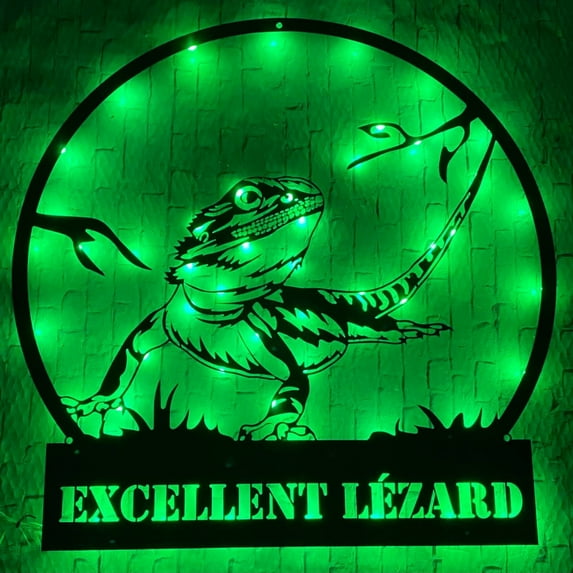 Handmadetneonsign Bearded Dragon Metal Wall Art Light, Bearded Dragon Metal Sign Wall Decor, Pet Metal Decor