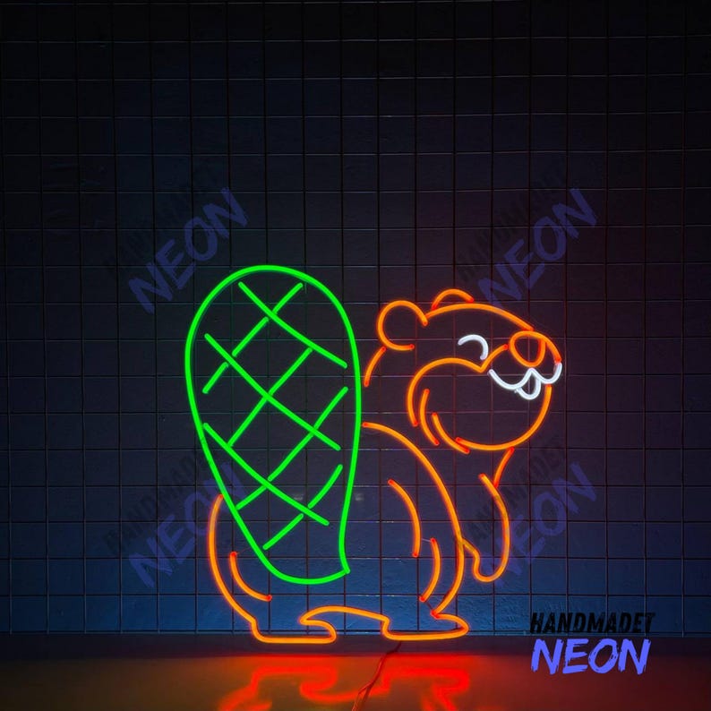 Handmadetneonsign Beaver Neon Sign, Funny Beaver Neon Light, Beaver ...