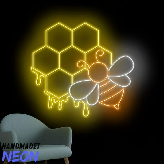 Handmadetneonsign Beehive Neon Sign, Bee Hive Led Light, Bee Room Wall Art Home Decor 94941