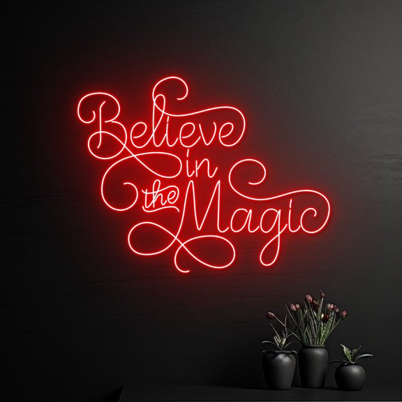 Handmadetneonsign Believe In The Magic Neon Sign, Custom Merry Christmas Led Sign, Merry Christmas