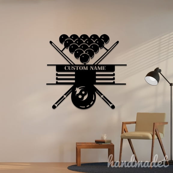 Handmadetneonsign Billiard Medal Hanger Metal Wall Art Light, Billiard Name Metal Sign Wall Decor, Sport Game Metal Decor 45961