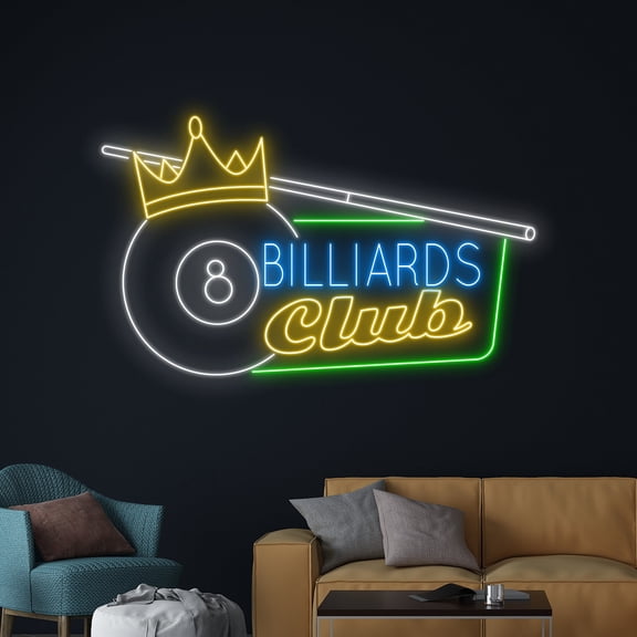 Handmadetneonsign Billiards Club Led Sign, Billiard Neon Sign, Billiards Pool Hall Neon Light
