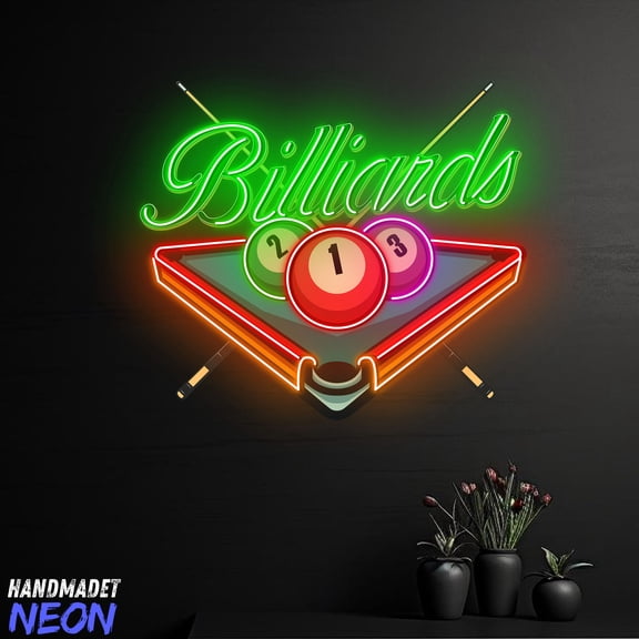 Handmadetneonsign Billiards Neon Sign, Pool Hall Decor, Billiards Lover Gift