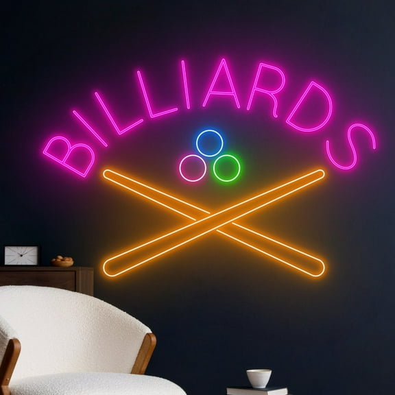 Handmadetneonsign Billiards Pool Hall Neon Sign, Pool Hall Led Sign, Custom Billiards Neon Sign