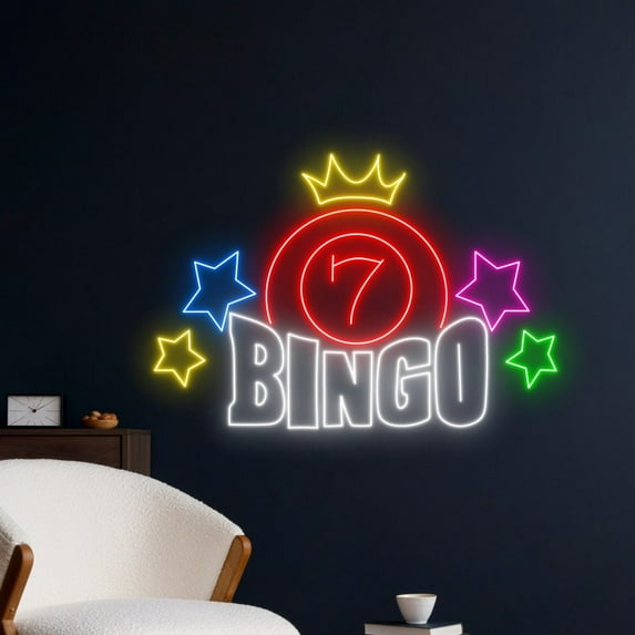 Handmadetneonsign Bingo Neon Sign, Bingo Neon Led Brightness Wall Art Decor, Game Room Wall Decor