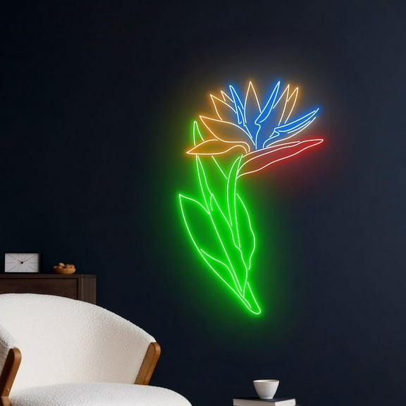 Handmadetneonsign Bird Of Paradise Neon Sign, Bird Of Paradise LED Art Decor, Florist Wall Decor