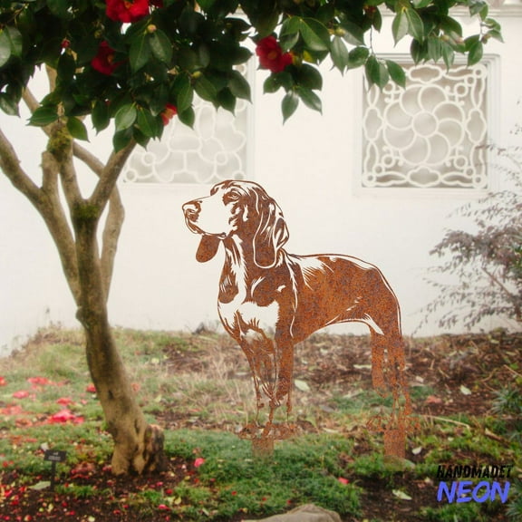 Handmadetneonsign Black And Tan Coonhound Rusty Metal Stake, Dog Garden Stake, Yard Outdoor Stake Decor 046778