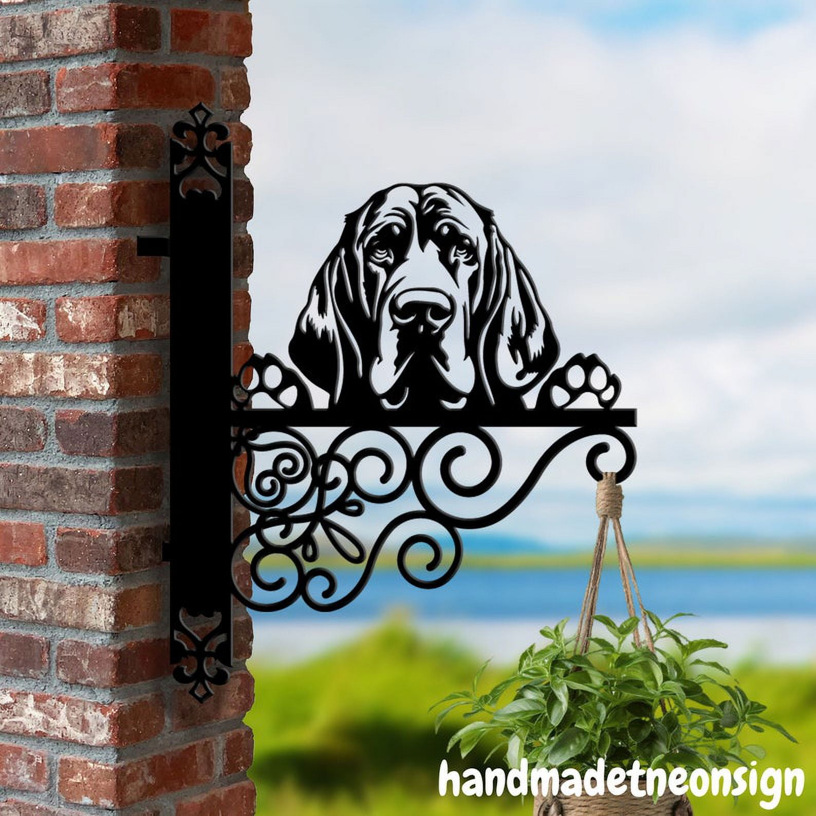 Handmadetneonsign Bloodhound Dog Hanging Bracket, Dog Hanging Basket