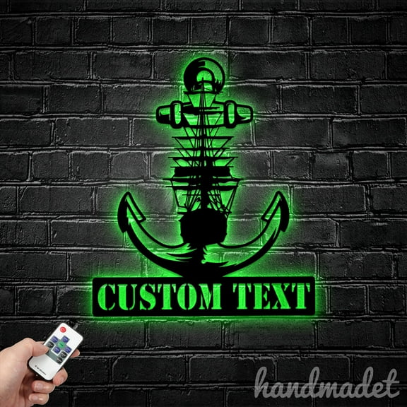 Handmadetneonsign Boat Anchor Metal Wall Art Light, Nautical Metal Sign Wall Decor, Living Room Metal Decor 57121