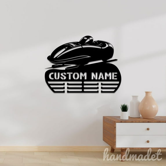 Handmadetneonsign Bobsleigh Medal Hanger Metal Wall Art Light, Bobsleigh Player Name Metal Sign Wall Decor, Bobsleigh Metal Decor 47121