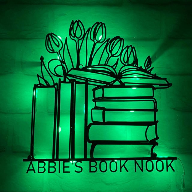 Handmadetneonsign Book Flower Metal Wall Art Light, Flower Metal Sign