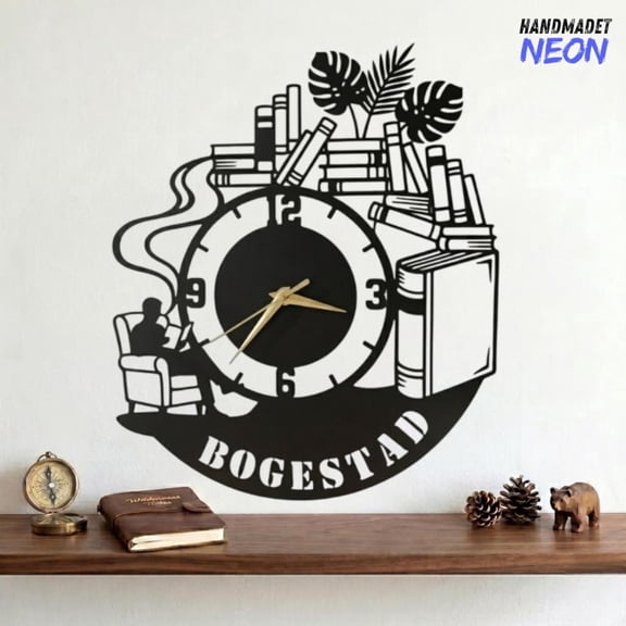 Handmadetneonsign Book Lover Metal Wall Clock, Reading Room Decor, Book Lover Gift