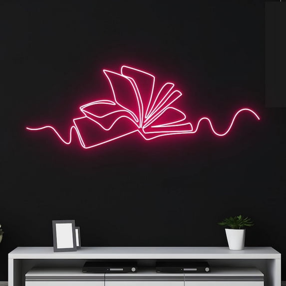 Handmadetneonsign Book Neon Sign, Custom Reading Books LED Light, Book Lover Neon Light, Bookish Bookworm LED Sign, Wall Décor