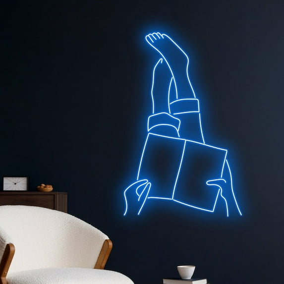 Handmadetneonsign Book Neon Sign, Reading Book Neon Light, Bookworm LED Light, Bookish Led Sign