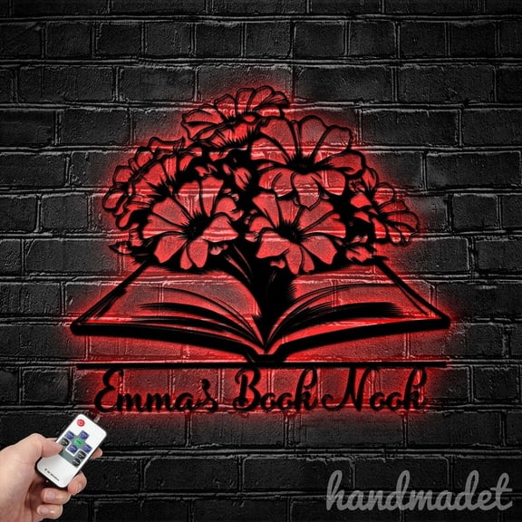 Handmadetneonsign Book Nook Metal Wall Art Light, Bookworm Metal Sign Wall Decor, House Metal Decor 59446
