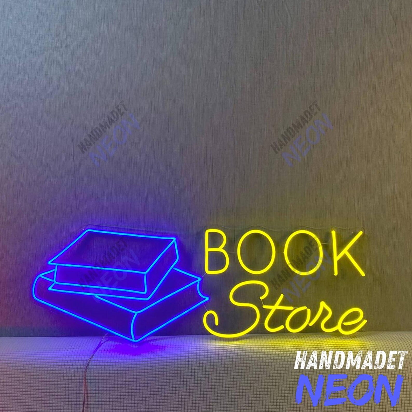 Handmadetneonsign Book Store Neon Sign, Book Store LED Wall Light ...