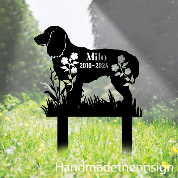 Handmadetneonsign Border Terrier Metal With Stake, Dog Metal Name Sign Stake, Dog Metal Stake Decor 66584