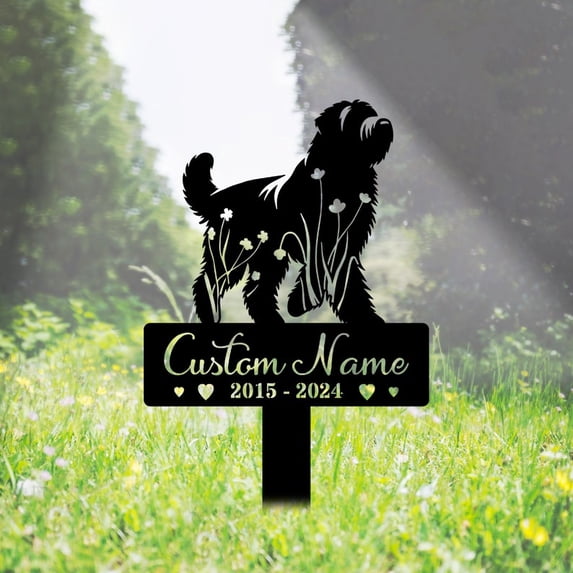 Handmadetneonsign Bouvier Des Flandres Dog Memorial Metal With Stake, Flandres Metal Name Sign Stake, Dog Metal Stake Decor 45156
