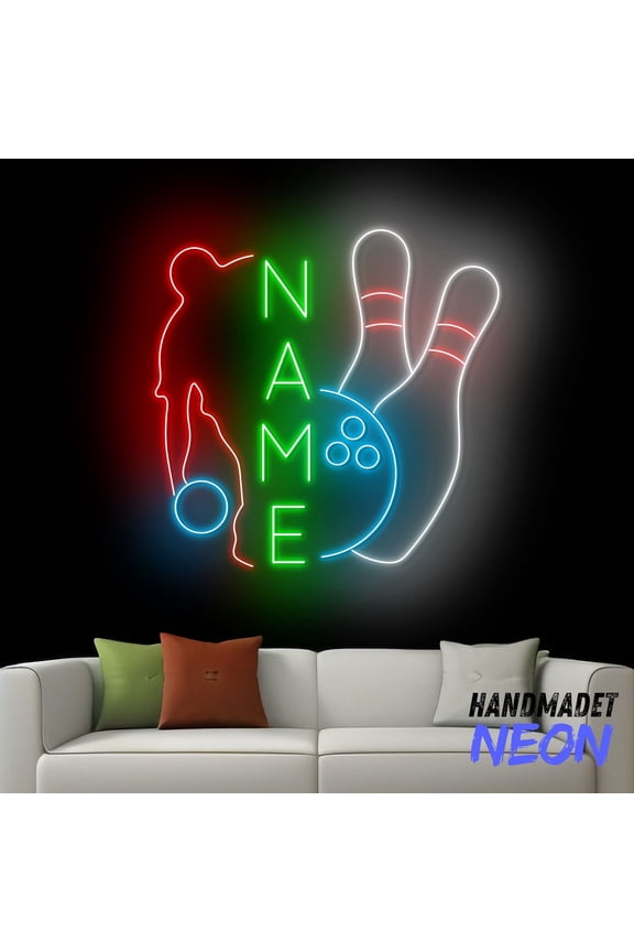 Bowling Neon Sign, Bowling Player Name Led Sign, Bowling Wall Art, Bowler Wall Decor 79205