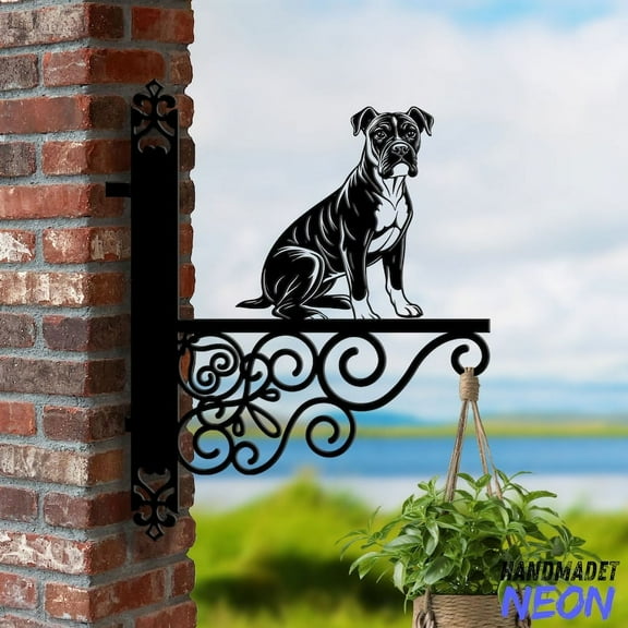 Handmadetneonsign Boxer Dog Hanging Bracket, Boxer Dog Hanging Basket, Hanging Bracket For Garden 042415