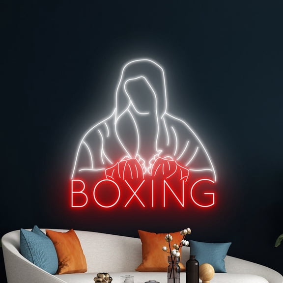 Handmadetneonsign Boxing Man Neon Sign, Boxing Sport Club Art Decor, Gym Wall Home Room Decor