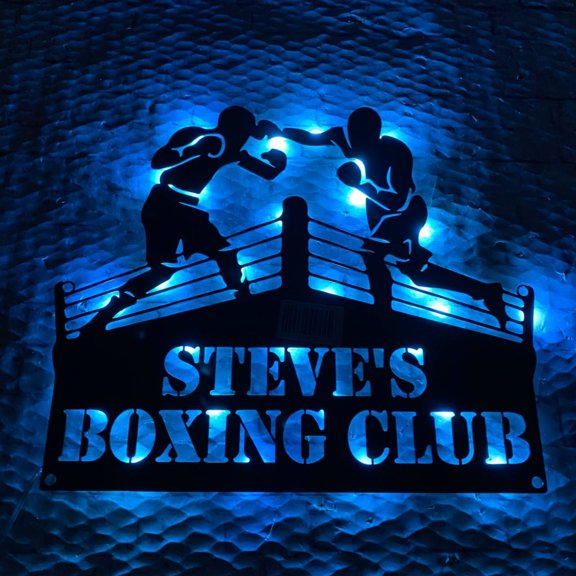 Handmadetneonsign Boxing Metal Wall Art Light, Boxing Metal Sign Wall Decor, Boxing Player Room Metal Decor