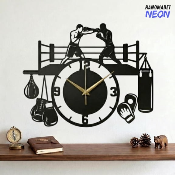 Handmadetneonsign Boxing Metal Wall Clock, Fitness Room Wall Decor, Boxing Lover Gift