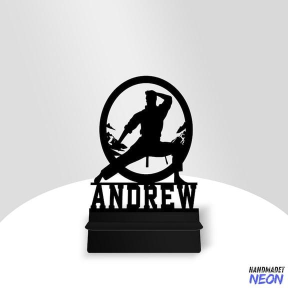 Handmadetneonsign Boy Karate Phone Stand, Karate Metal Cell Phone Desk, Martial Phone Holder 95350