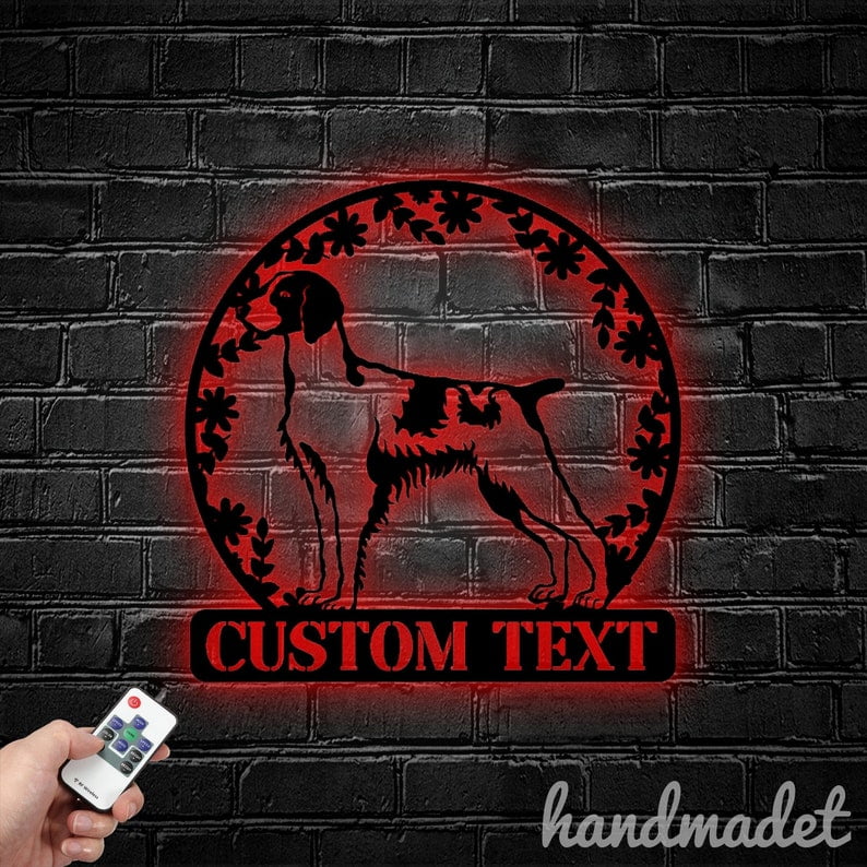 Handmadetneonsign Brittany Spaniel Dog Metal Wall Art Light, Pet Metal