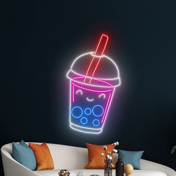 Handmadetneonsign Bubble Tea Logo Wall Art, Boba Tea Wall Decor, Milk Tea Coffee Wall Decor