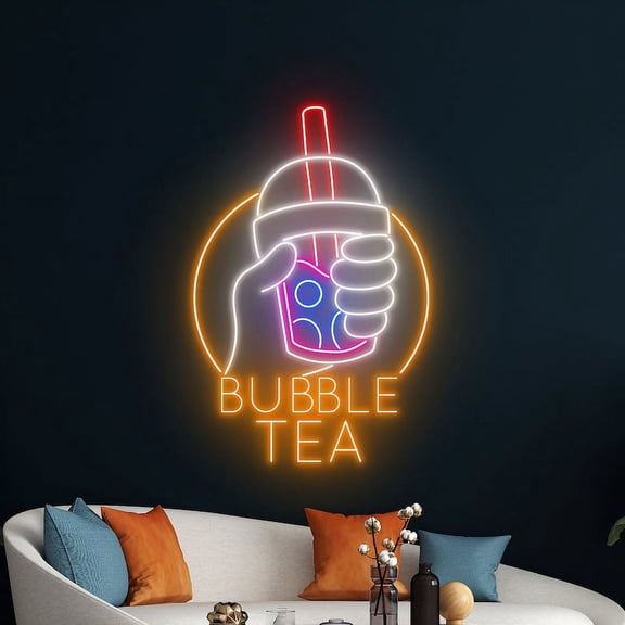 Handmadetneonsign Bubble Tea Neon Sign, Boba Tea Neon Light, Milk Tea Led Sign, Tea Drink Neon